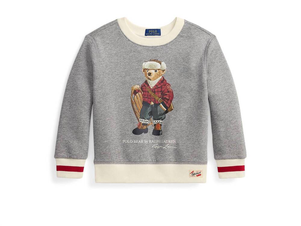 NEW POLO RALPH LAUREN boy's polo bear fleece sweatshirt in gray
